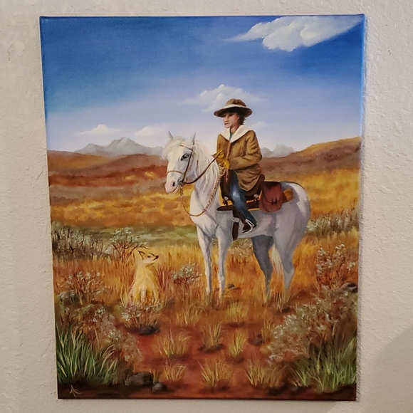 Origional Art Oil Painting 'Lone Cowboy '